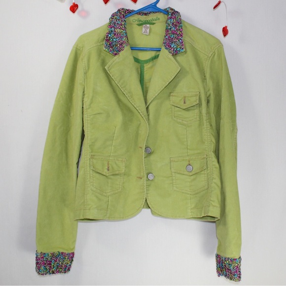 Vintage Aeropostale y2k green corduroy jacket women’s xl accent yarn cuffs - Picture 1 of 6